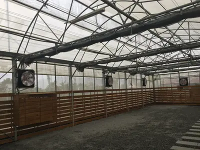 24 吋吊掛循環扇：溫室圍欄上方安裝